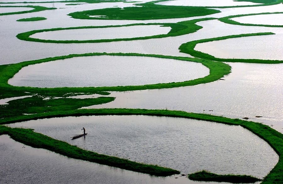 Loktak Lake, North East India — Manipur's floating islands of reed.