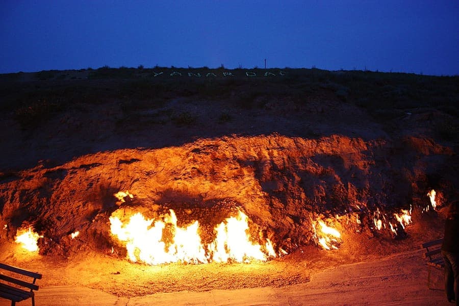 Yanar Dag, Azerbaijan — A hillside that has burned for centuries.