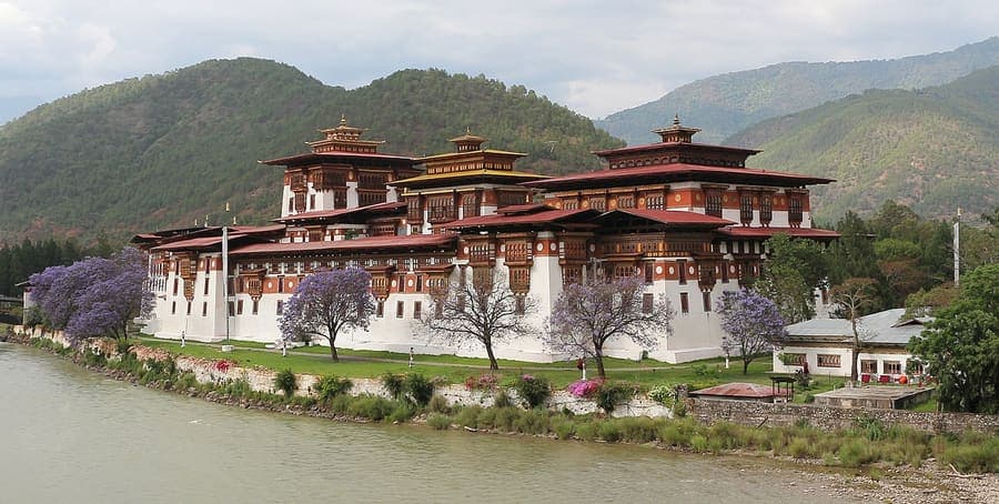 Punakha Dzong, Bhutan — The palace of great happiness, between two rivers.