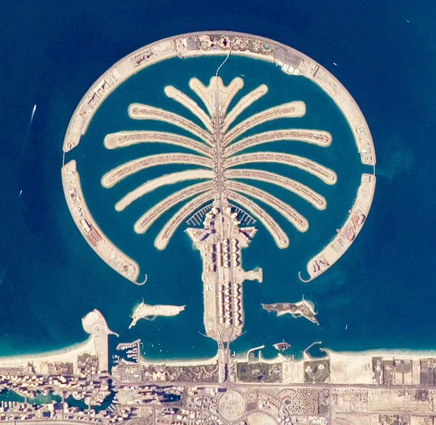 Palm Jumeirah, Dubai — An island shaped like a palm tree.