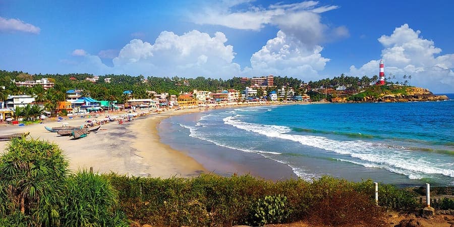 Kovalam, Kerala — Lighthouse beach and the Arabian Sea.