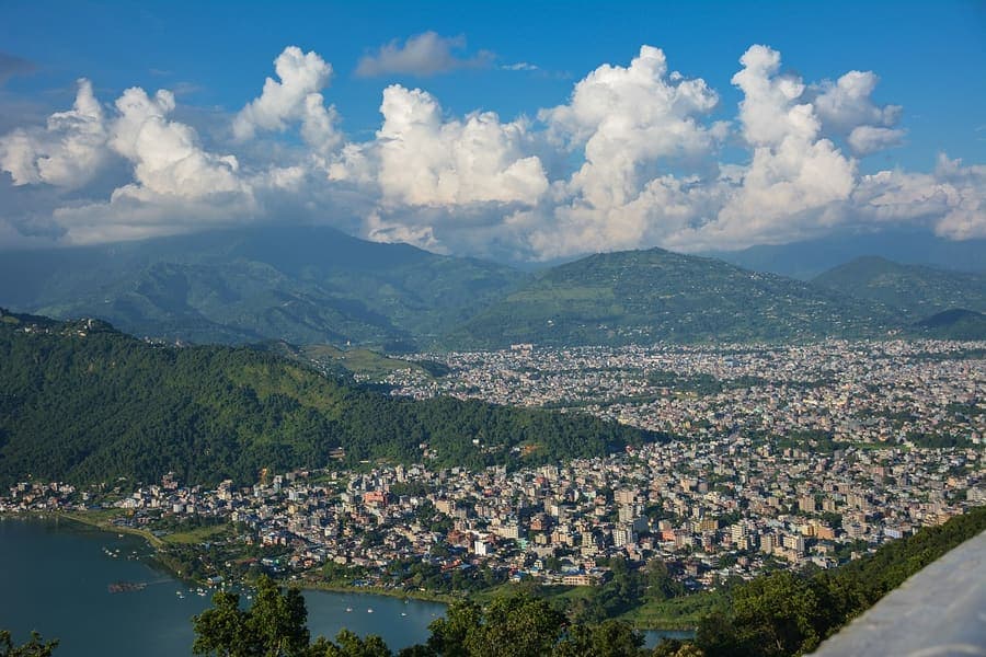 Pokhara, Nepal — Phewa lake, with the Annapurnas behind.