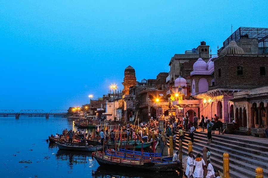 Yamuna, Prayagraj — The dark river that meets the Ganga here.