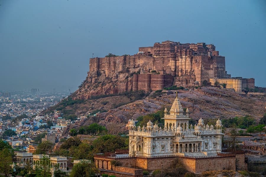 Mehrangarh Fort, Rajasthan — Jodhpur's cliff fort over the blue city.