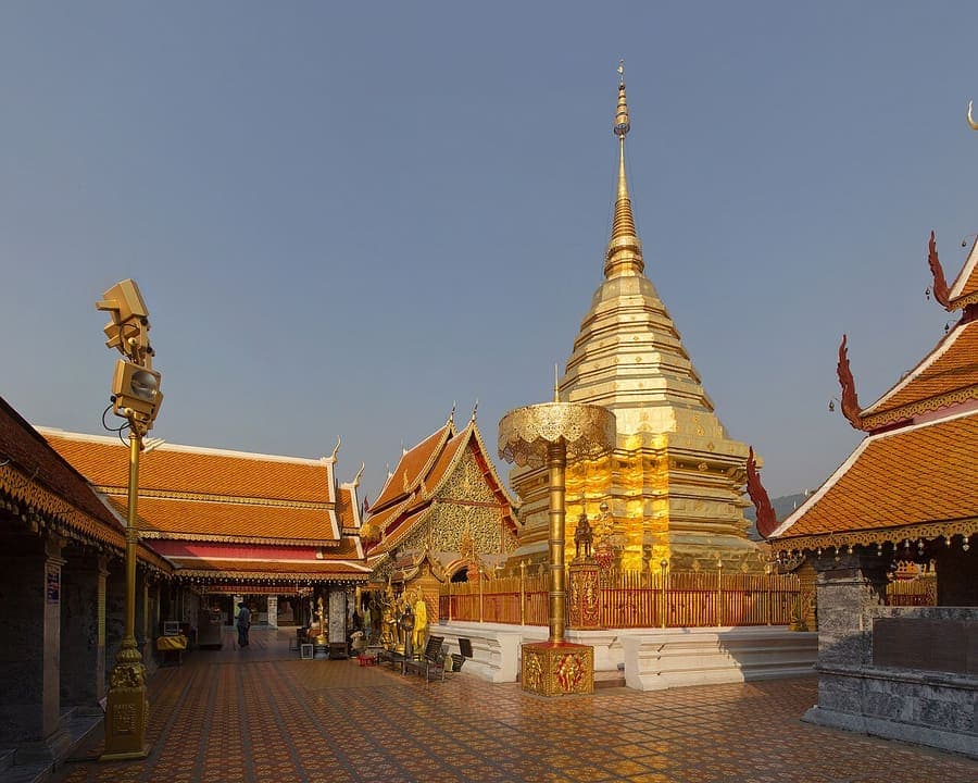 Doi Suthep, Thailand — Golden chedi above Chiang Mai.