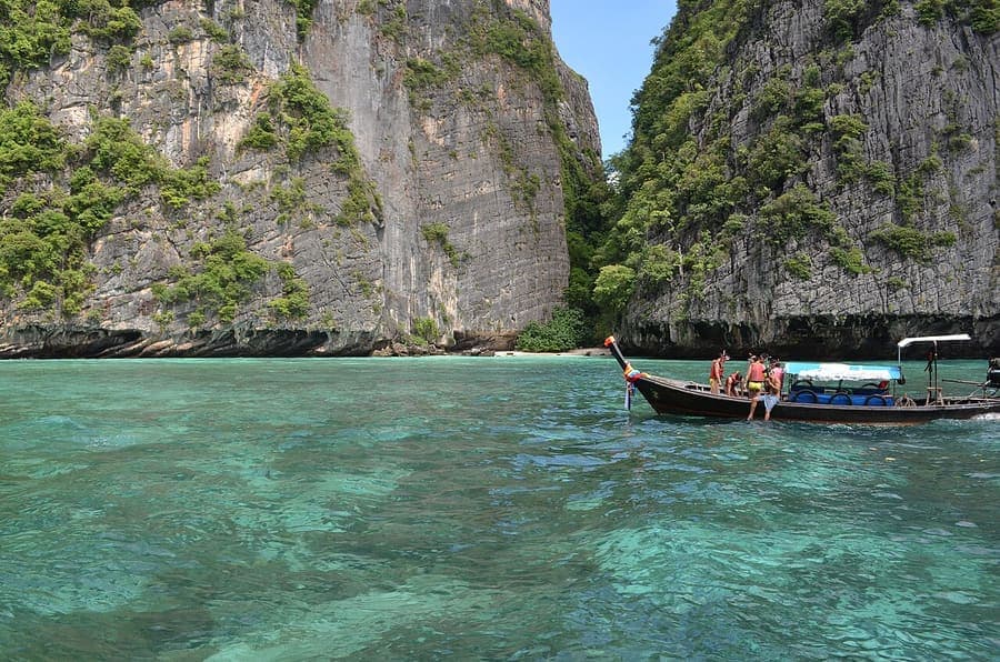 Phi Phi Islands, Thailand — Limestone cliffs straight out of the sea.