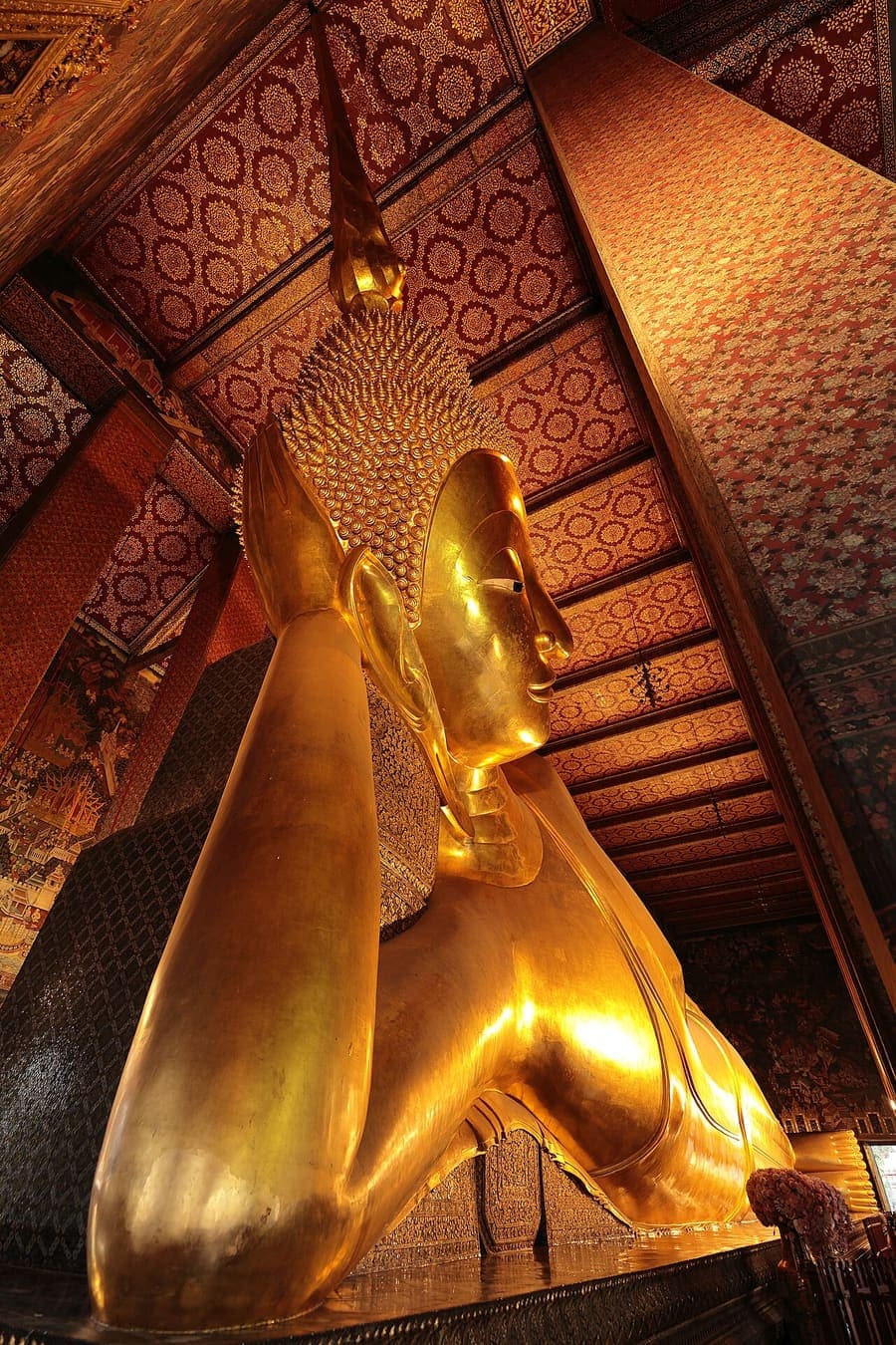 Wat Pho, Thailand — The reclining Buddha, 46 metres of gold leaf.