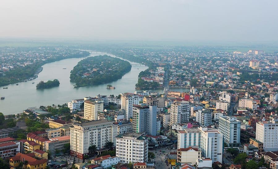 Hue, Vietnam — The imperial citadel on the Perfume river.