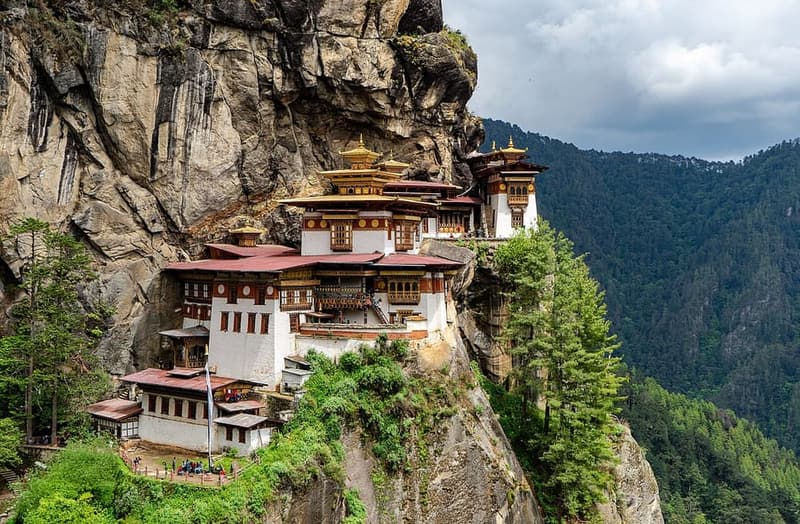 Paro Taktsang, Bhutan — The Tiger's Nest, on a 900m cliff.