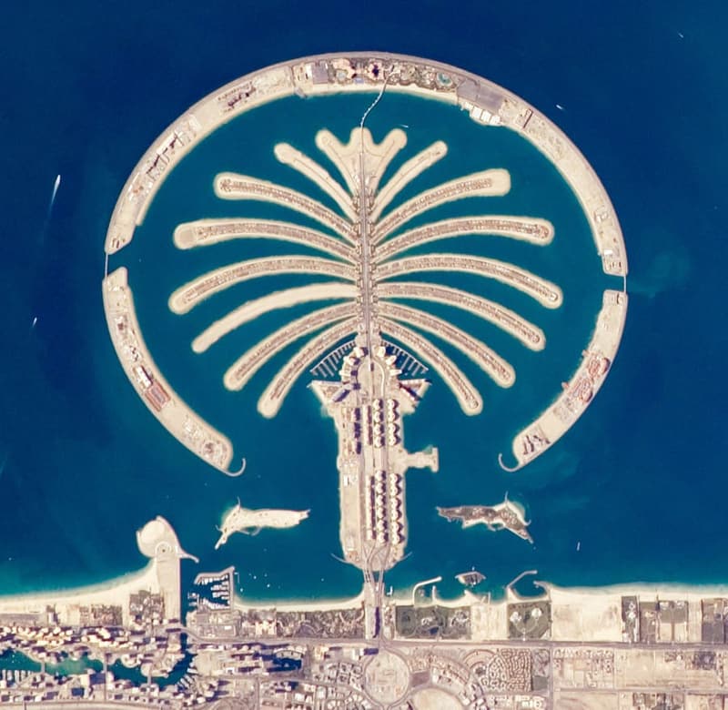 Palm Jumeirah, Dubai — An island shaped like a palm tree.
