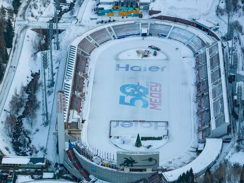 Medeu, Kazakhstan — The world's highest skating rink.