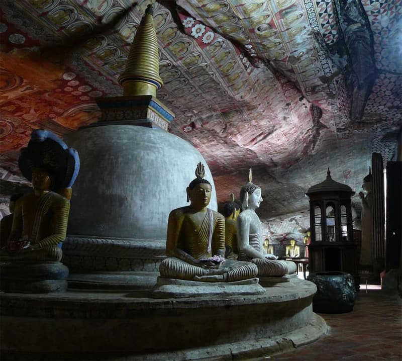 Dambulla Cave Temple, Sri Lanka — Five caves, 150 Buddhas, painted ceilings.