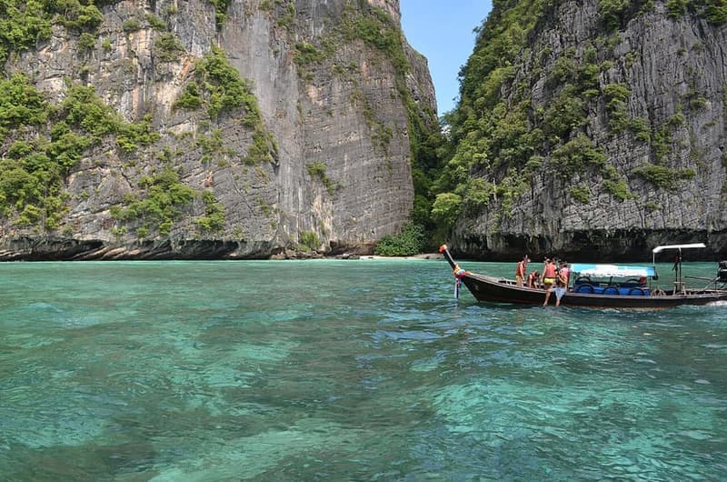 Phi Phi Islands, Thailand — Limestone cliffs straight out of the sea.